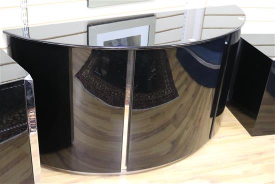 Luigi Caccia Dominioni (1913-2016) for Azucena - a late 1960s mirror black mezzaluna cabinet W.160cm